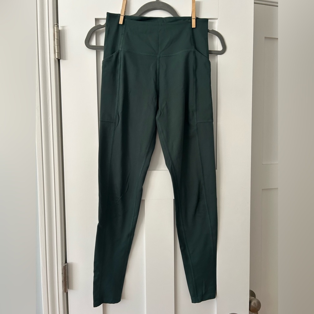 Girlfriend collective dark green leggings with pockets size S